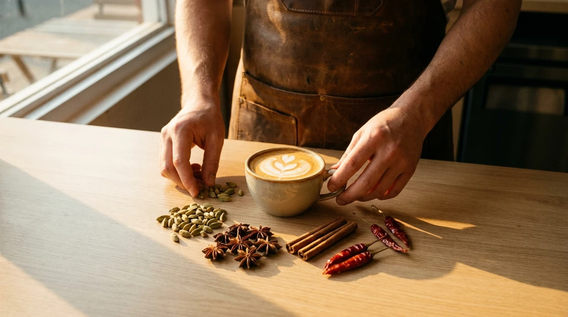 Condiment exotic pentru cafea cu arome unice, prezentat în 2026.