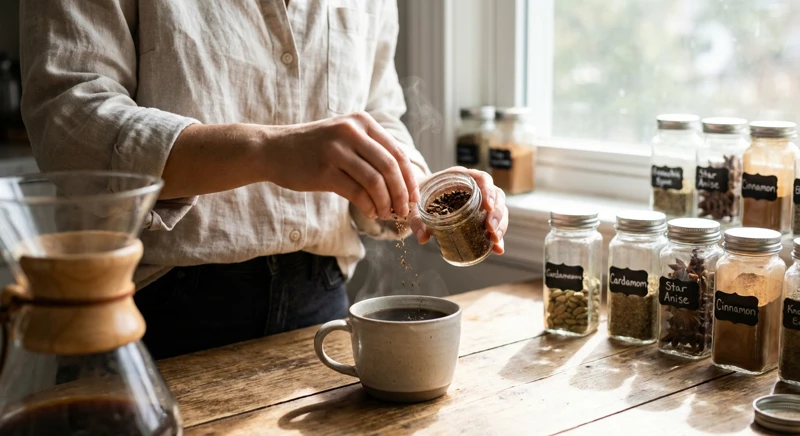 Cafea aromată cu scorțișoară și cardamom, o combinație exotică.